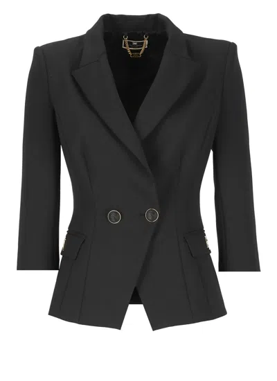 Shop Elisabetta Franchi Crepe Blazer In Black