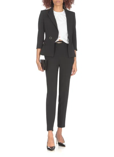 Shop Elisabetta Franchi Crepe Blazer In Black