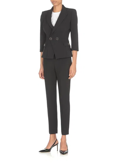 Elisabetta Franchi Crepe Blazer In Black