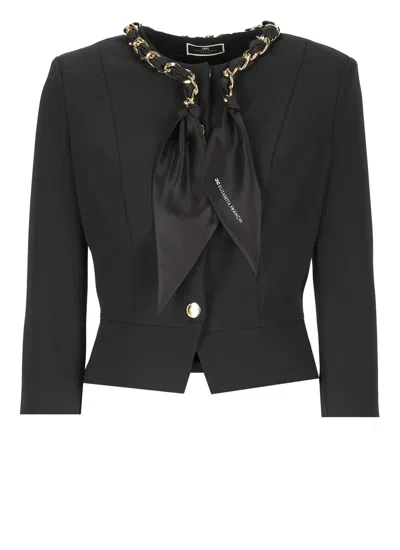 Shop Elisabetta Franchi Crepe Blazer In Black