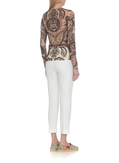 Shop Etro Tulle Top With Print In Beige