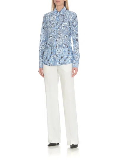 Shop Etro Cotton And Silk Shirt In Light Blue