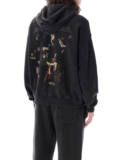Shop Off-white Stamp Mary Skate Hoodie In Black