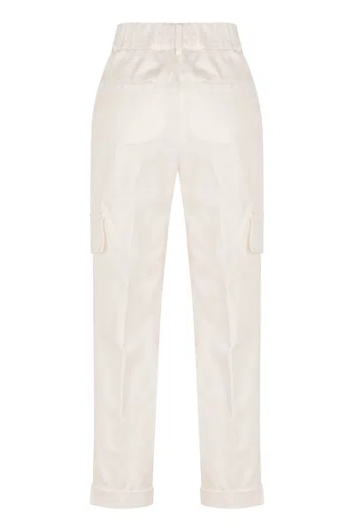 Shop Peserico Cotton Trousers In White