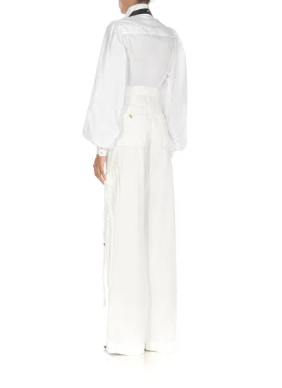 Shop Elisabetta Franchi Body Shirt With Necktie In White