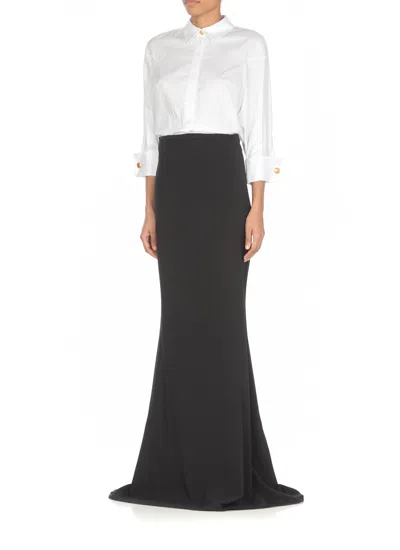 Shop Elisabetta Franchi Dress With Cotton Shirt And Stretch Skirt In Black