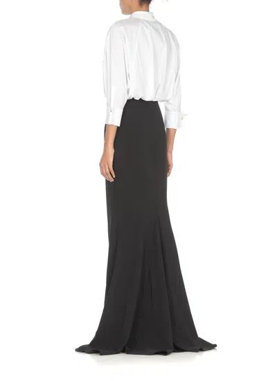 Shop Elisabetta Franchi Dress With Cotton Shirt And Stretch Skirt In Black