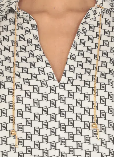 Shop Elisabetta Franchi Shirt With Monogram In Ivory