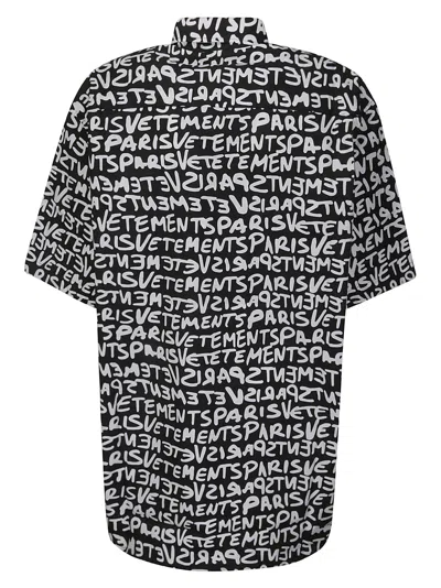Shop Vetements Short Sleeve Shirt In Grafitti Print Black/white