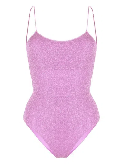 Shop Oseree Wisteria Lumiere Maillot One-piece Swimsuit In Purple