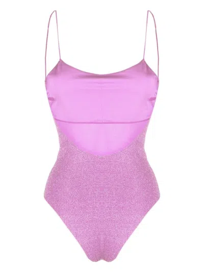 Shop Oseree Wisteria Lumiere Maillot One-piece Swimsuit In Purple