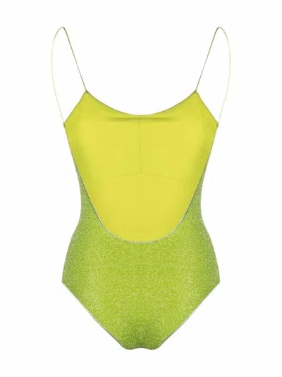 Shop Oseree Lime Lumiere Maillot One-piece Swimsuit In Green