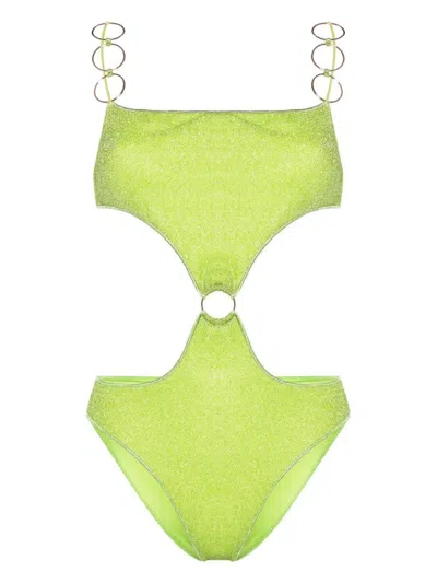 Shop Oseree Lime Lumiere Ring Swimsuit In Green