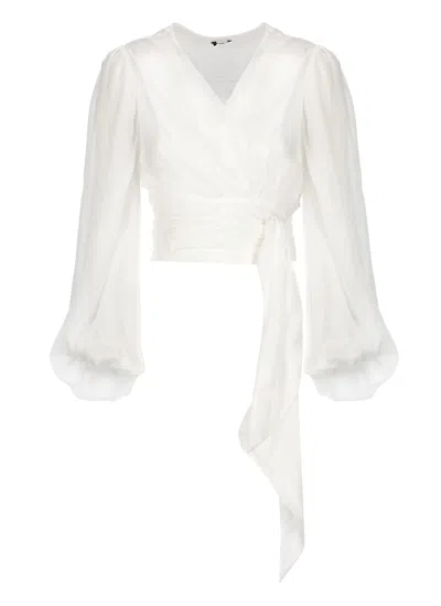 Shop Elisabetta Franchi Voile Silk Shirt In White