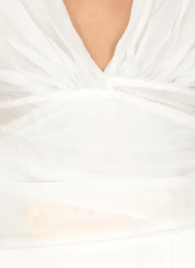 Shop Elisabetta Franchi Voile Silk Shirt In White