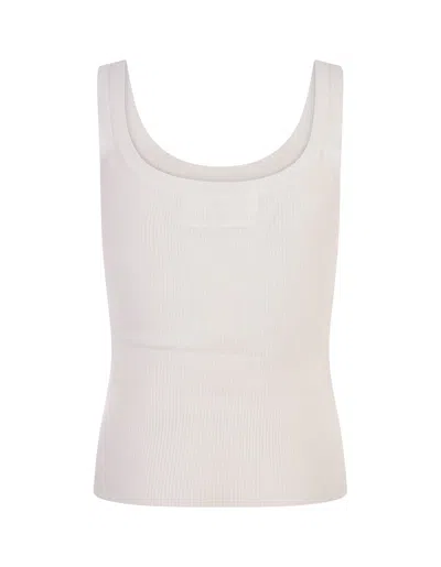 Shop Ermanno Scervino White Ribbed Tank Top With Lace