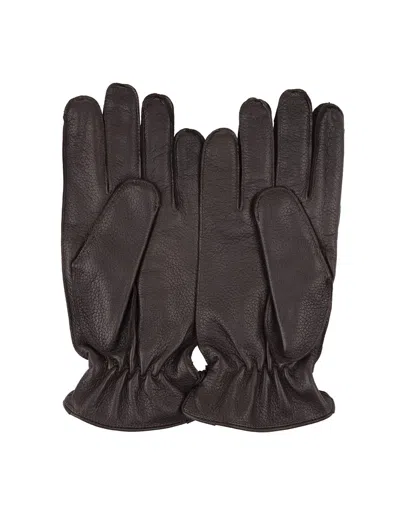 Shop Orciani Drummed Gloves In Dark Brown Leather