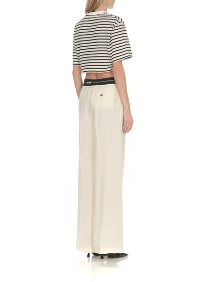 Shop Msgm Wool Pants In White