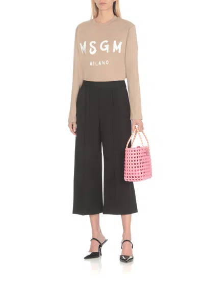 Msgm Wool Pants In Black