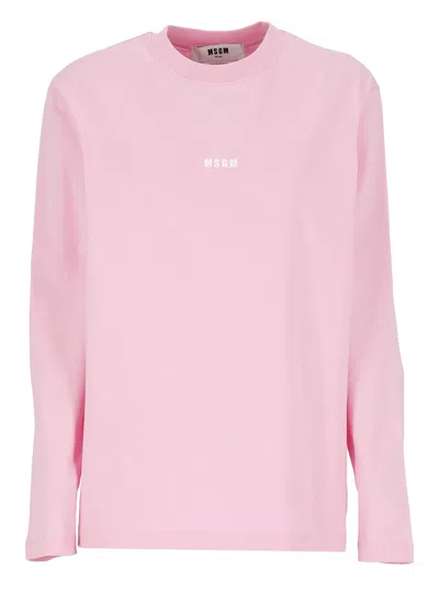 Shop Msgm T-shirt With Logo In Pink