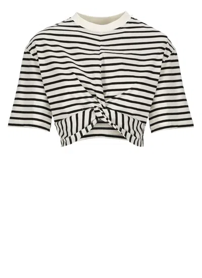 Shop Msgm Striped T-shirt In White