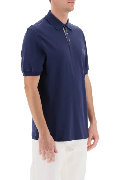 Shop Brunello Cucinelli Cotton Polo Shirt In Blu Prussia Grigio (blue)