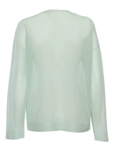 Shop Lorena Antoniazzi Perforated Green Sweater