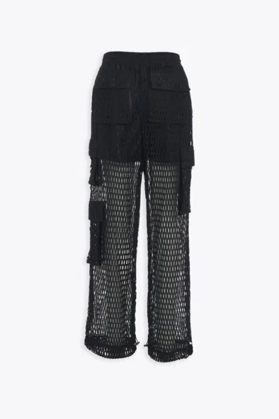 Shop Khrisjoy Pants Multipocket Mesh Black Mesh Cargo Pant - Pants Multipocket Mesh In Nero