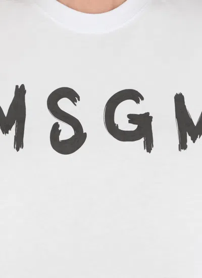 Shop Msgm Cropped T-shirt With Logo In White