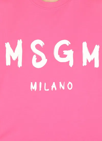 Shop Msgm Dress With Logo In Fuchsia