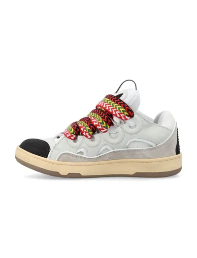 Shop Lanvin Leather Curb Sneakers In White