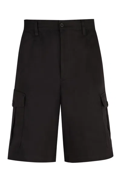 Shop Emporio Armani Cotton Cargo Bermuda Shorts In Black