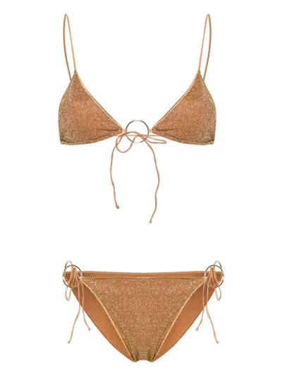 Shop Oseree Toffee Lumiere Ring Microkini In Brown