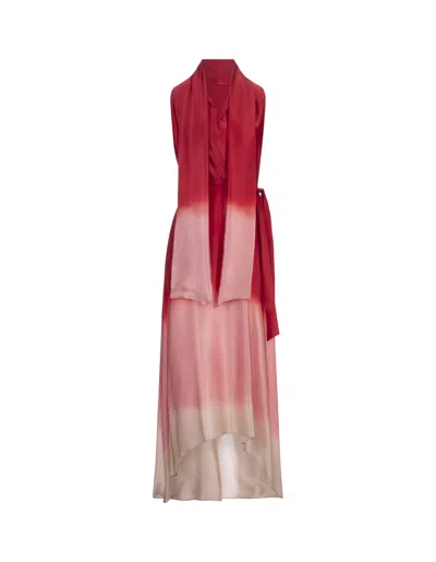 Shop Kiton Red And Pink Shaded Sleeveless Dress