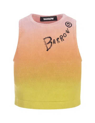 Barrow Rainbow Knitted Crop Top In Multicolour