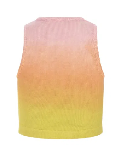 Shop Barrow Multicoloured Knitted Crop Top With Degradé Effect