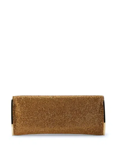Benedetta Bruzziches Rhinestone Mesh Clutch With Silk Satin Lining In Gold