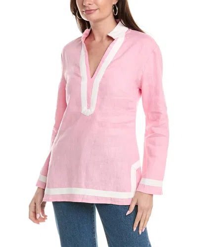 Shop Castaway Linen Tunic Top In Pink