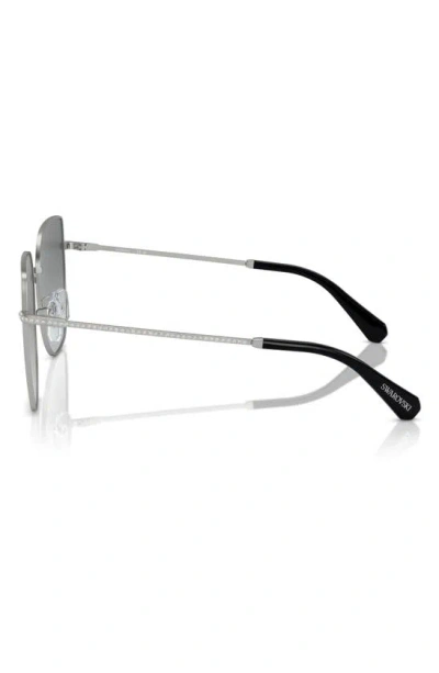 Shop Swarovski 59mm Square Crystal Sunglasses In Matte Silver