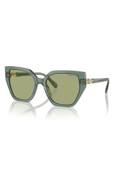 Swarovski Constella 56mm Polarized Irregular Sunglasses In Transparent Green