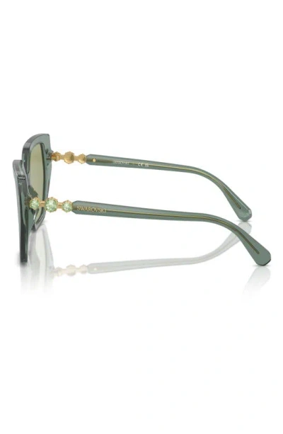 Swarovski Constella 56mm Polarized Irregular Sunglasses In Transparent Green