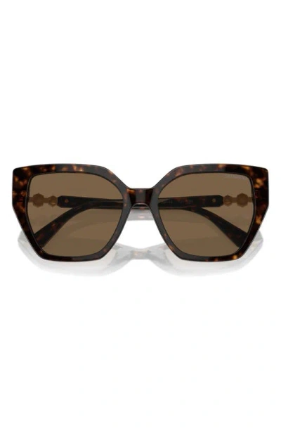 Swarovski Constella 56mm Polarized Irregular Sunglasses In Dark Havana