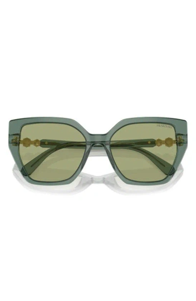 Swarovski Constella 56mm Polarized Irregular Sunglasses In Transparent Green