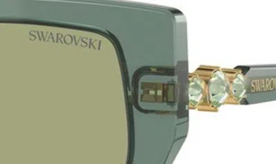 Swarovski Constella 56mm Polarized Irregular Sunglasses In Transparent Green