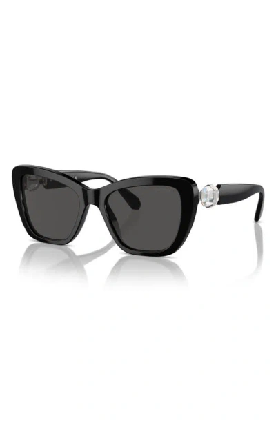 Swarovski 52mm Cat Eye Sunglasses In Black