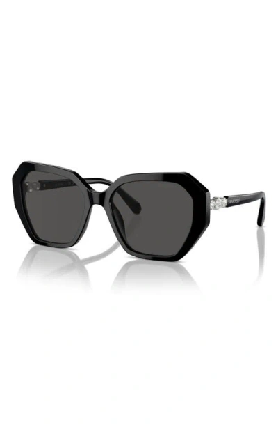 Swarovski 56mm Photochromic Irregular Sunglasses In Black