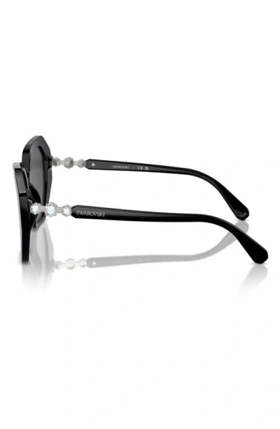 Swarovski 56mm Photochromic Irregular Sunglasses In Black