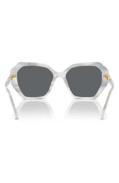 Swarovski 56mm Photochromic Irregular Sunglasses In White