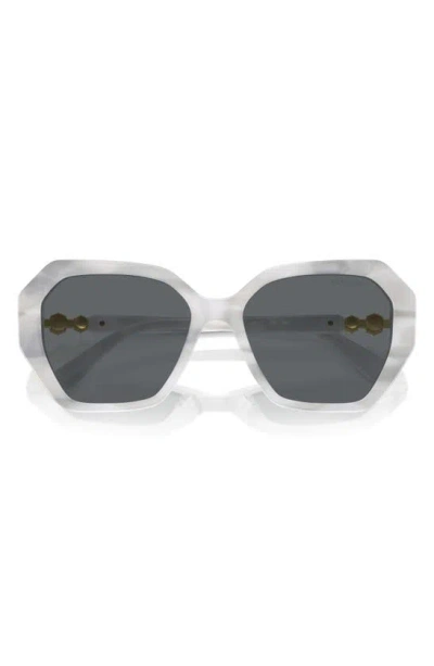 Swarovski 56mm Photochromic Irregular Sunglasses In White