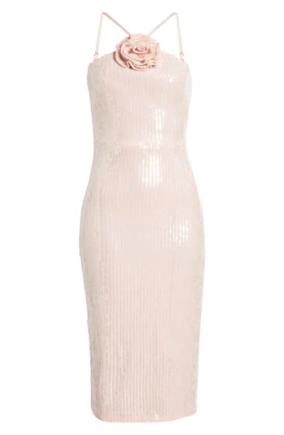 Shop Eliza J Flower Sequin Sleeveless Dress In Pink
